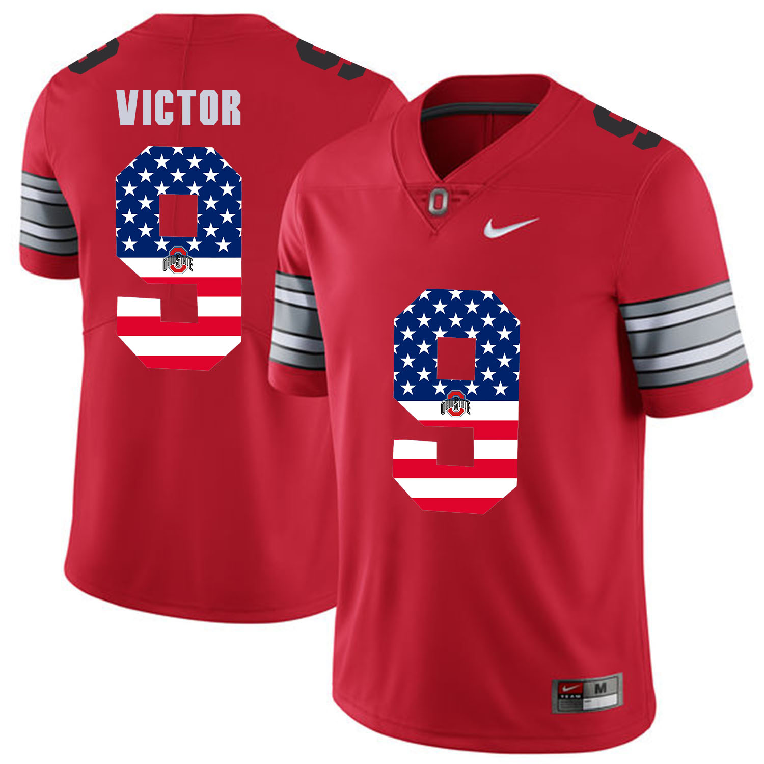 Men Ohio State 9 Victor Red Flag Customized NCAA Jerseys